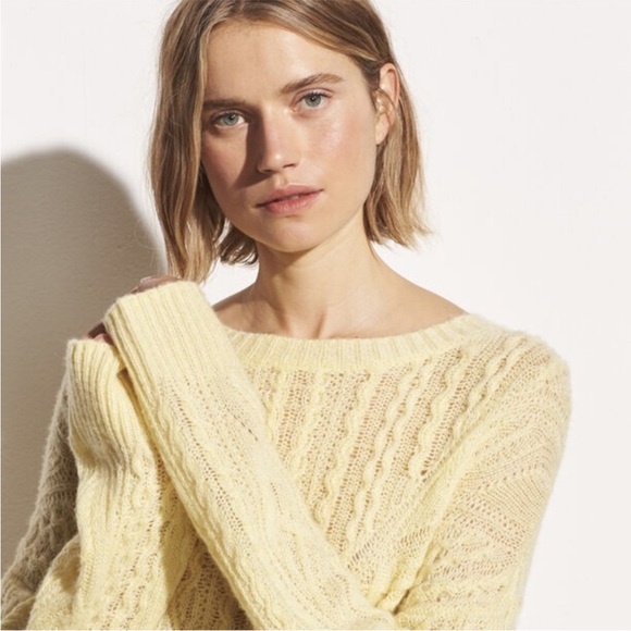 Vince Cable Knit Wool Cashmere Pullover Sweater Butter Yellow Womens Size M - Picture 2 of 9